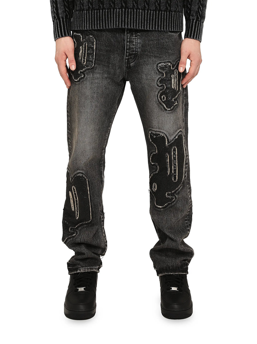 Purple Monceau Sequined Logo Jeans - "Black"