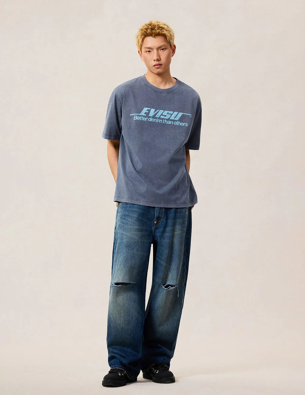 Evisu Better Denim T-Shirt - "Navy"