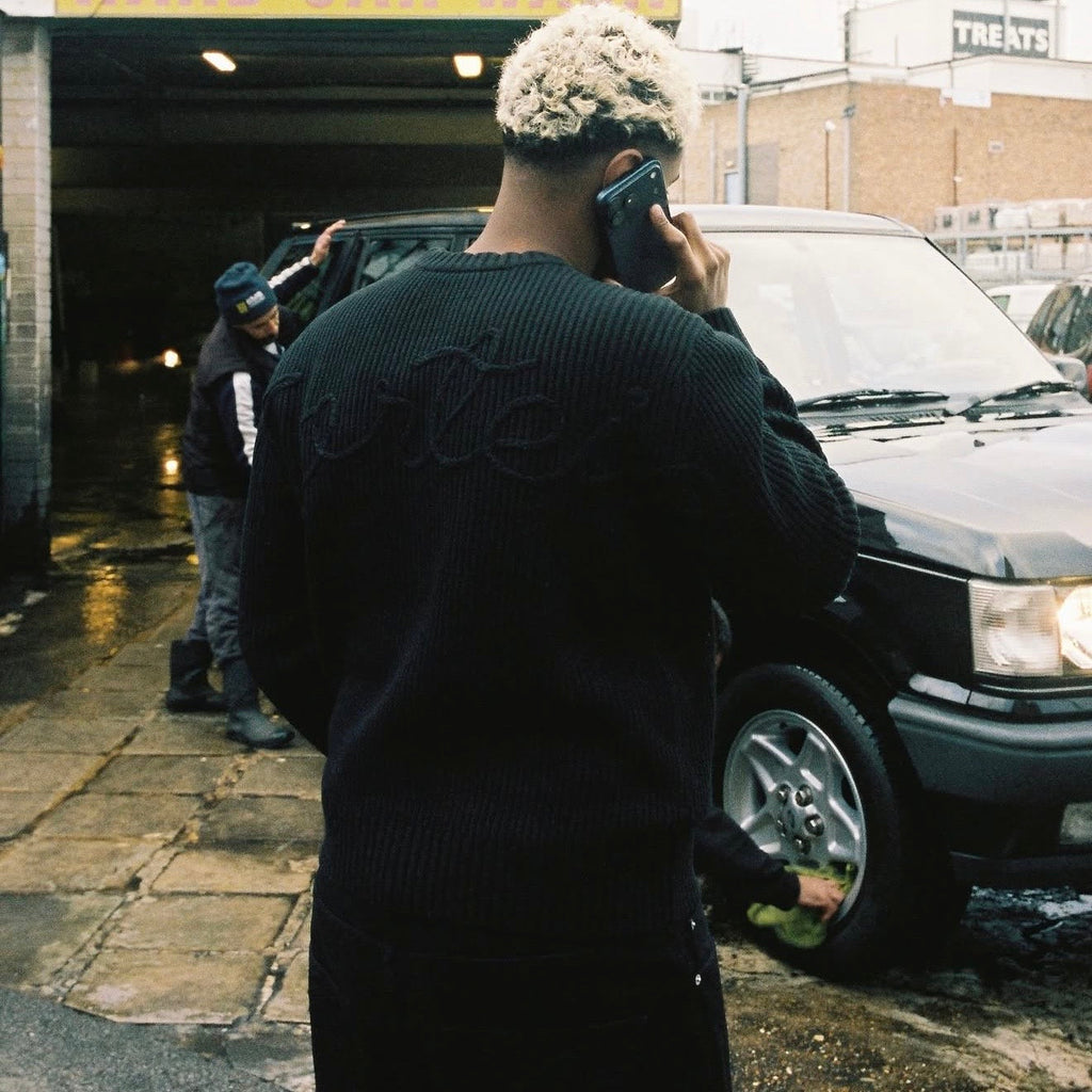Corteiz Crochet Applique Knit Crew - "Triple Black"