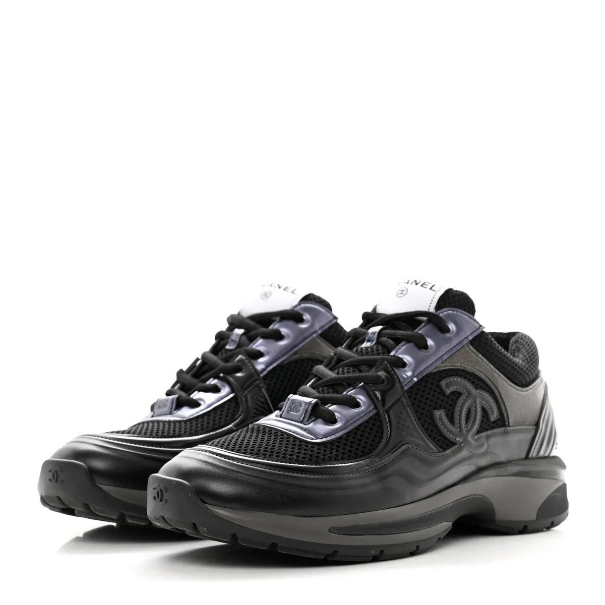 Chanel Calfskin CC Sneakers -"Dark Navy/Black"