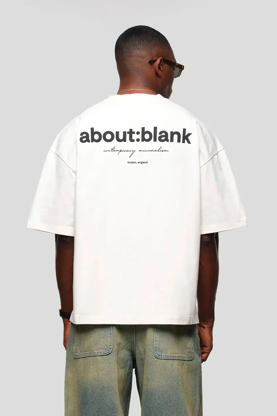 About:Blank Box Jersey T-shirt - "Oat/Black"