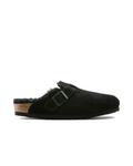 Birkenstock Boston Suede Leather Shearling Clogs - "Black"