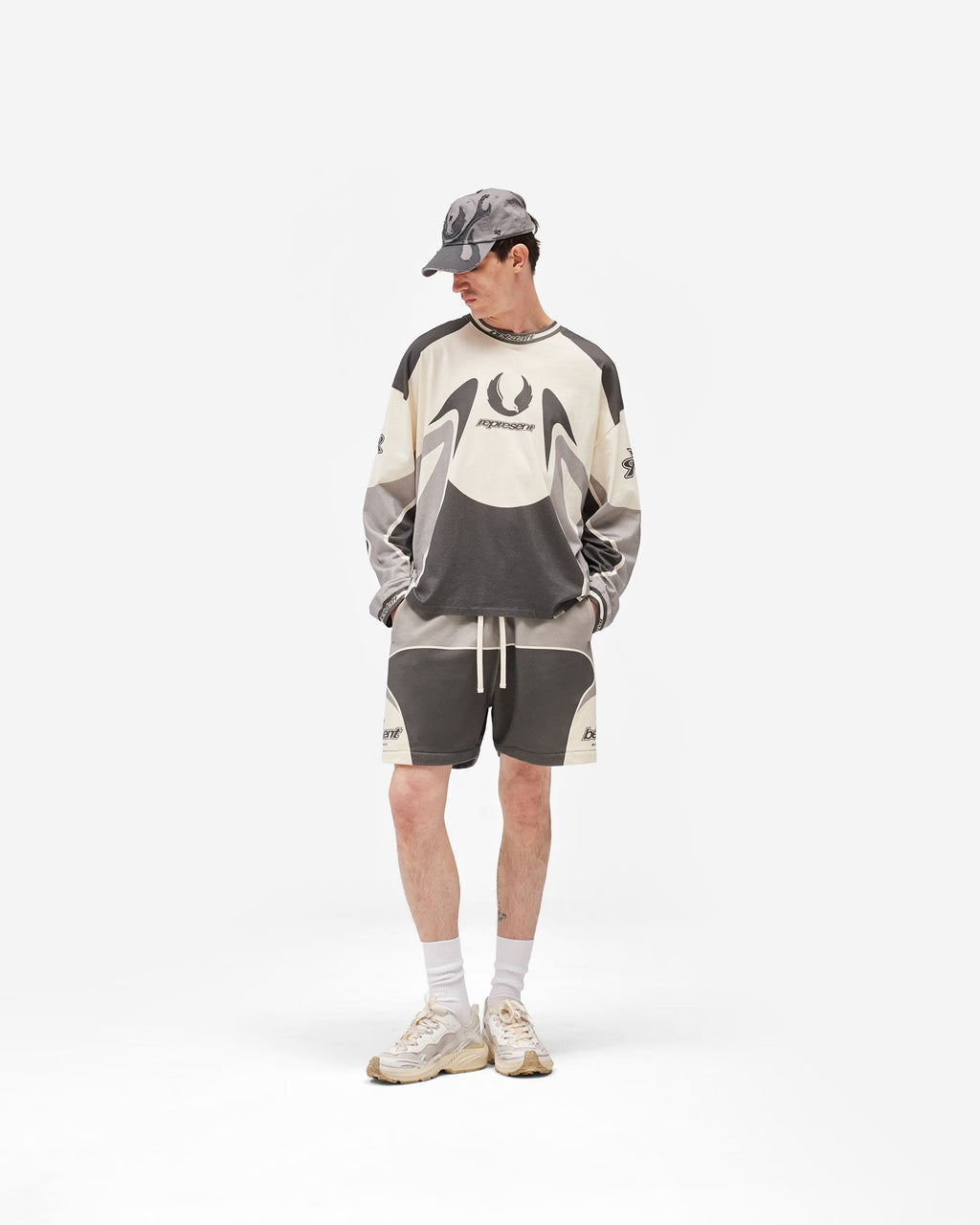 Represent X Belstaff Long Sleeve Racing T-Shirt - "Dark Grey"