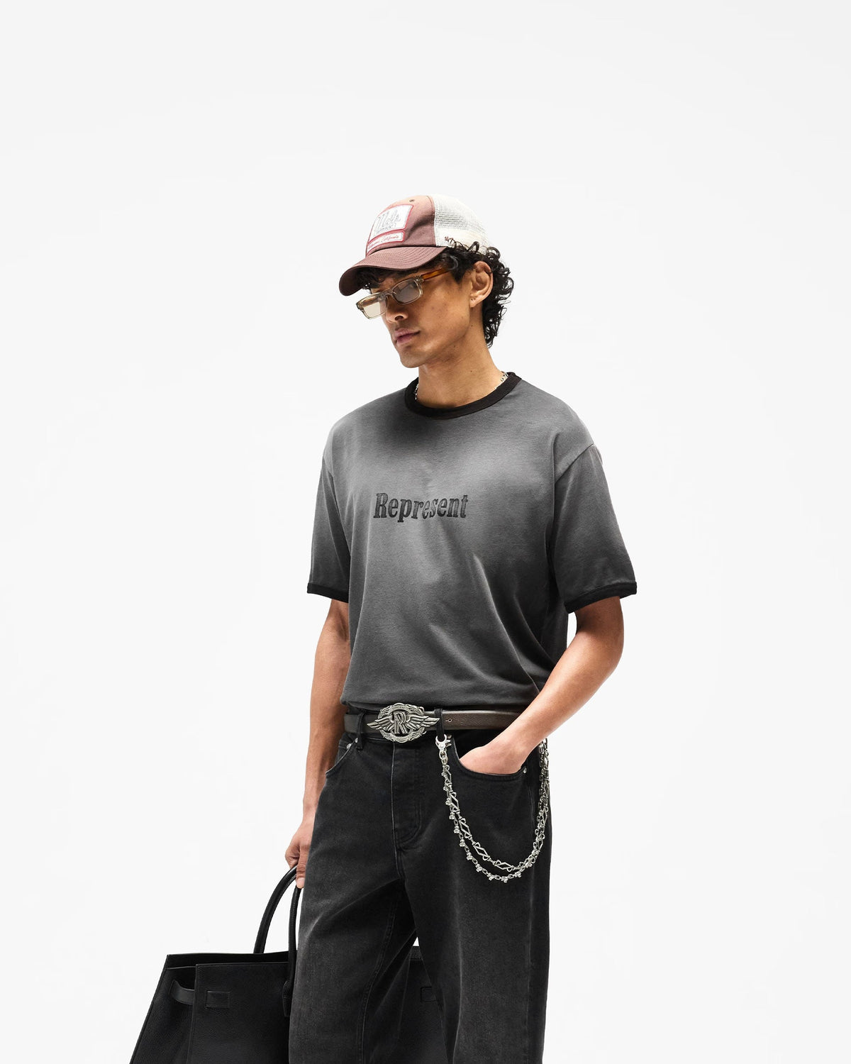 Represent Ringer T-Shirt - "Stained Black"