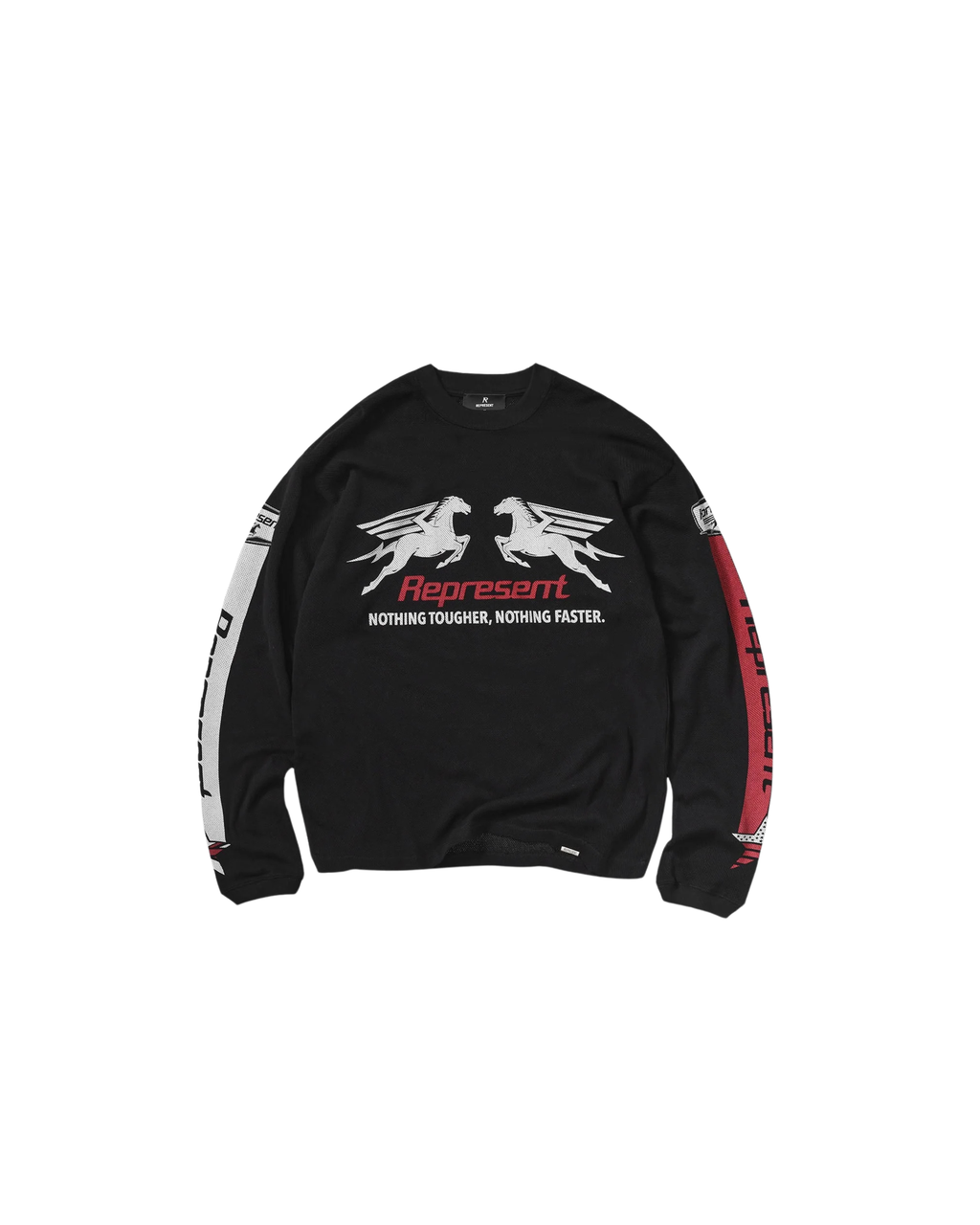 Represent Mesh Pegasus Long Sleeve T-Shirt - "Jet Black"