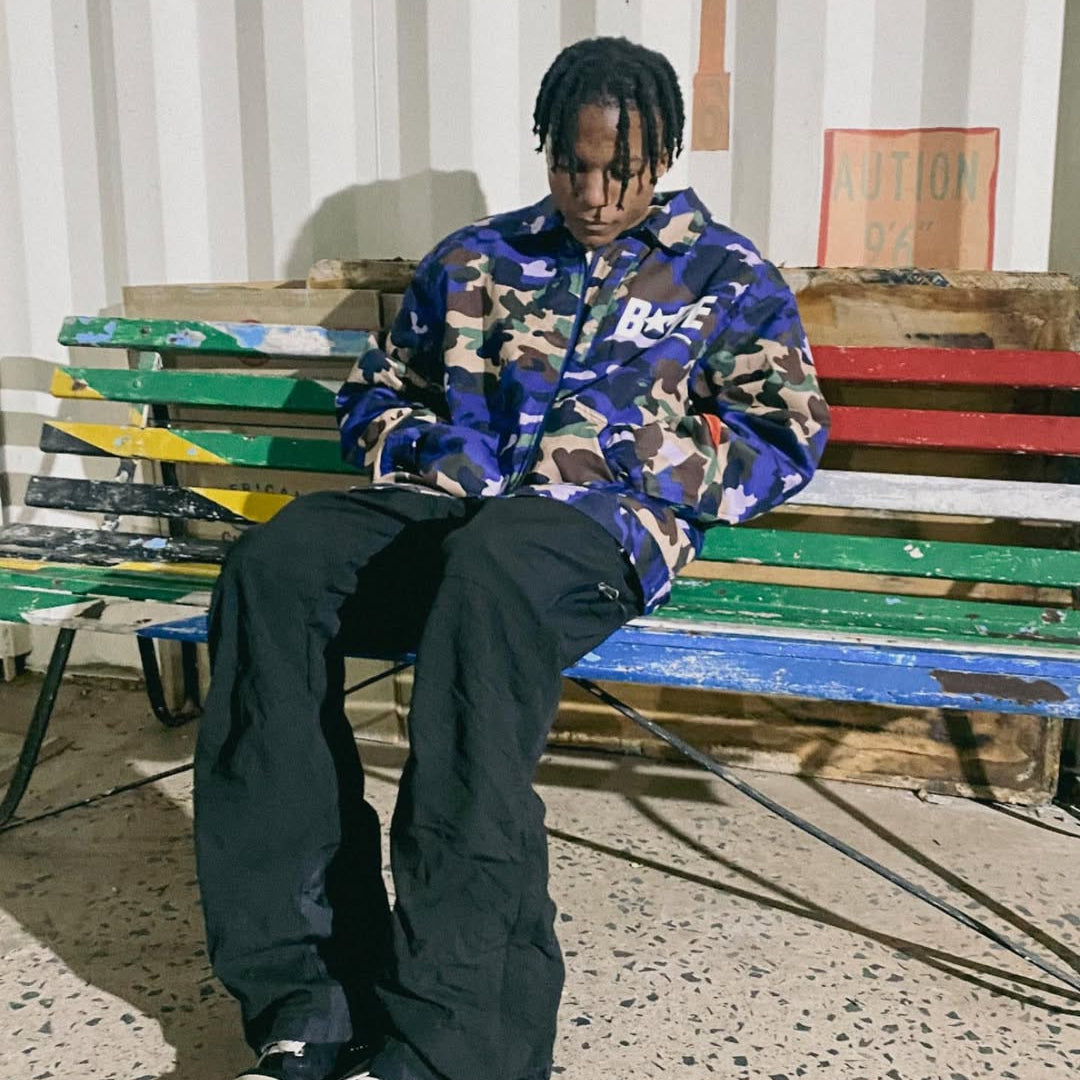 Bape x Heron Preston Camo Shark Full Zip Hoodie - "Purple"