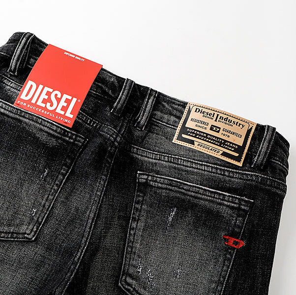 Diesel Distressed Straight Leg Denim Jeans - "Black Wash"