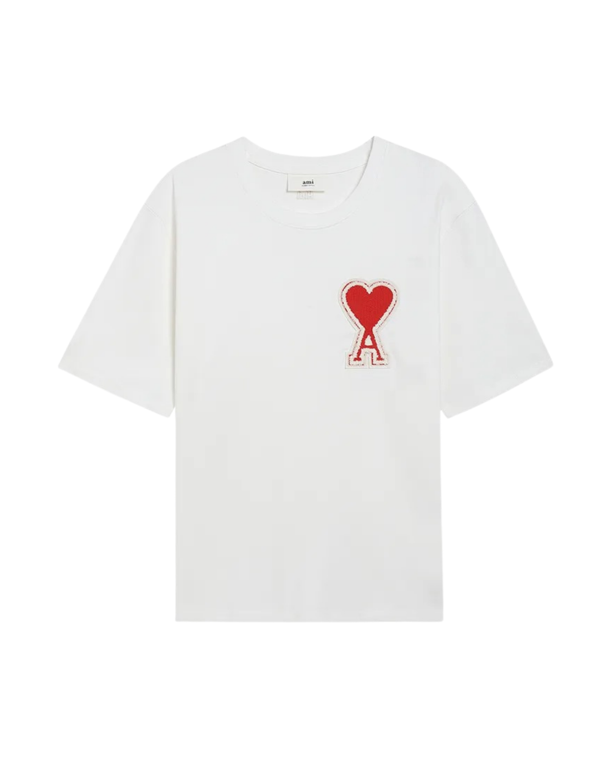 Ami Paris Red Heart Embroidered T-shirt - "White"
