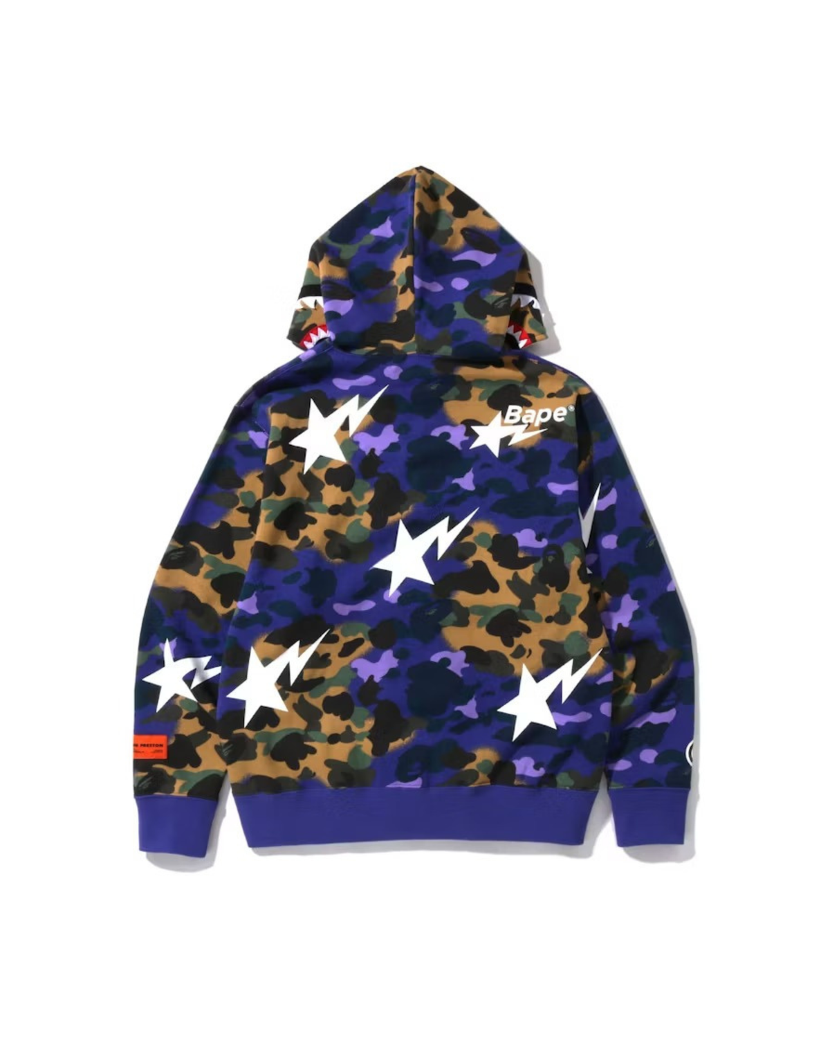 Bape x Heron Preston Camo Shark Full Zip Hoodie - "Purple"