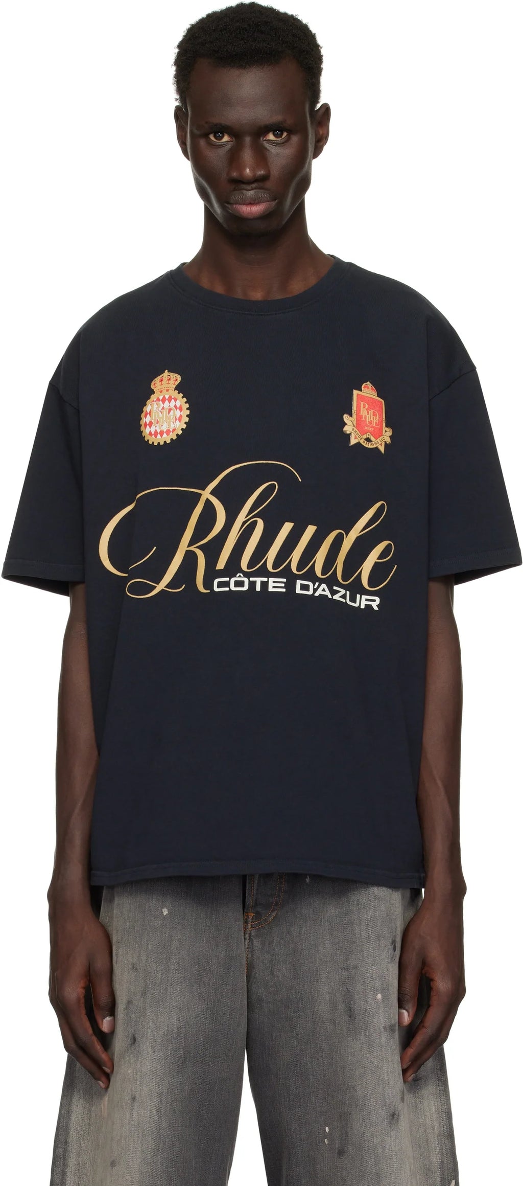 Rhude Script Crest Tee - "Vintage Black"