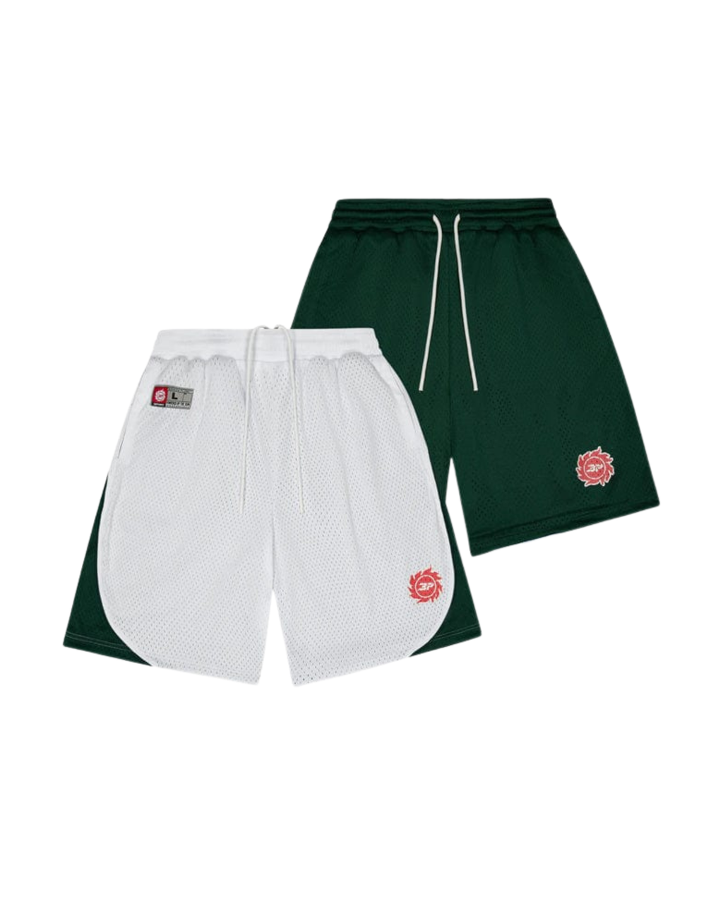 Broken Planet Reversible Mesh Shorts - "White/Forest Green"