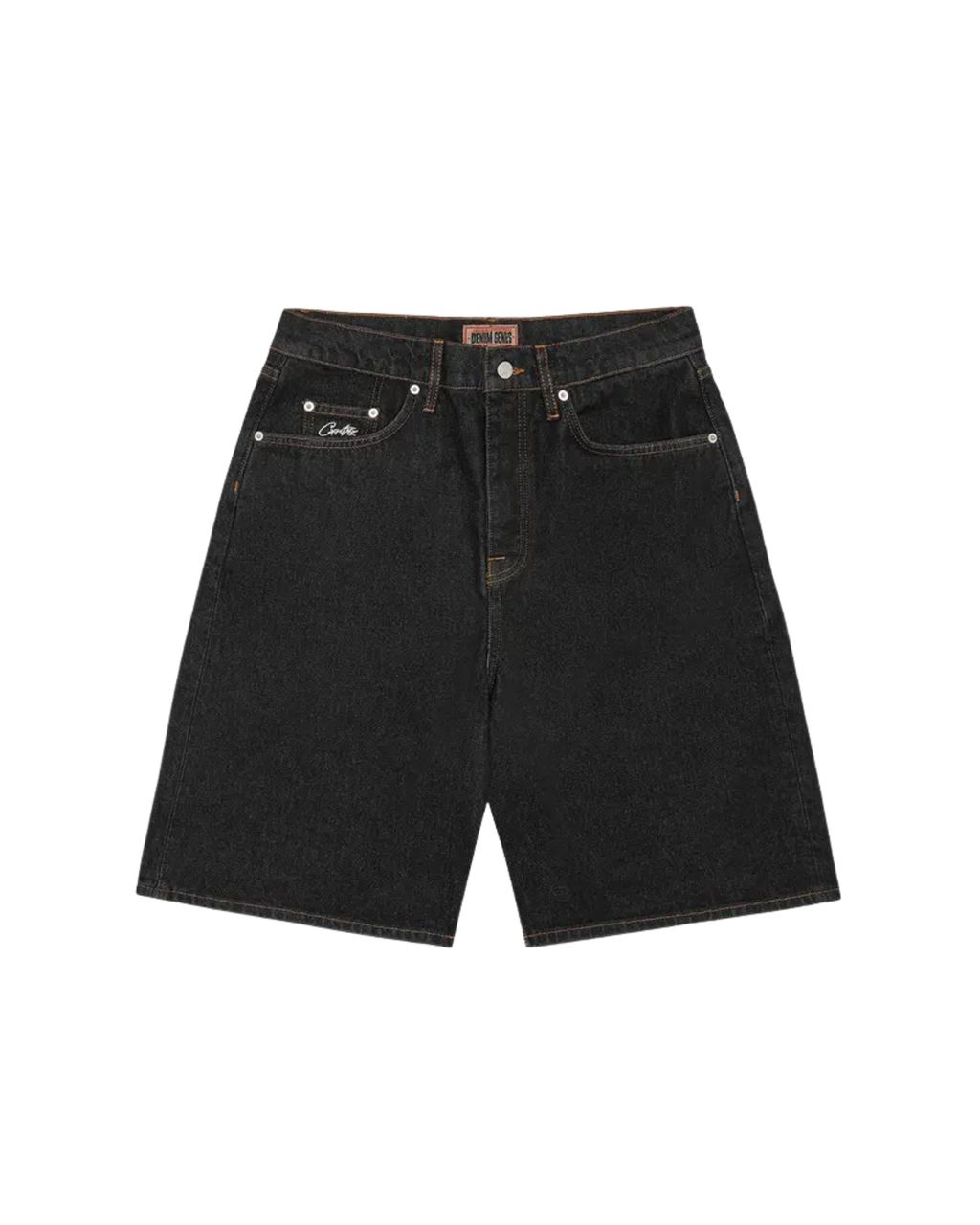 Corteiz Crest Chainstitch Denim Short - "Washed Black"