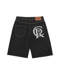 Corteiz Crest Chainstitch Denim Short - "Washed Black"
