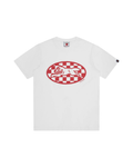 Icecream Red Check Pattern Running Dog T-shirt - "White/Red"