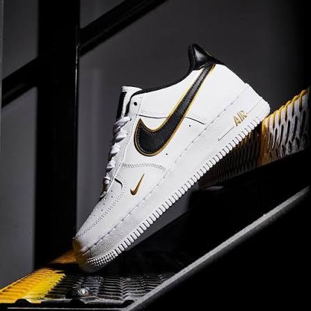 Nike Air Force 1 Double Swoosh - "White/Black/Gold"
