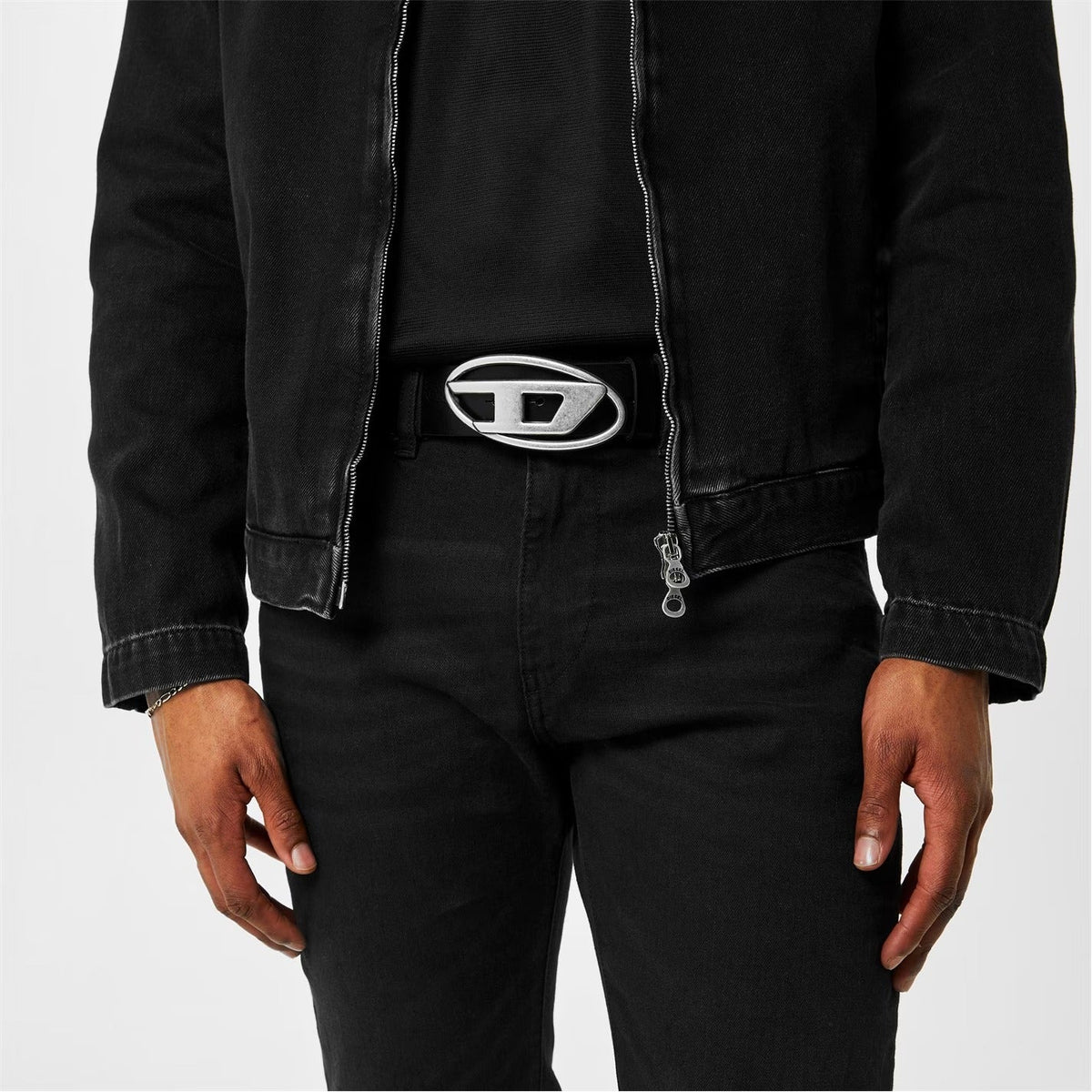 Diesel 1DR Logo Leather Belt - "Black"