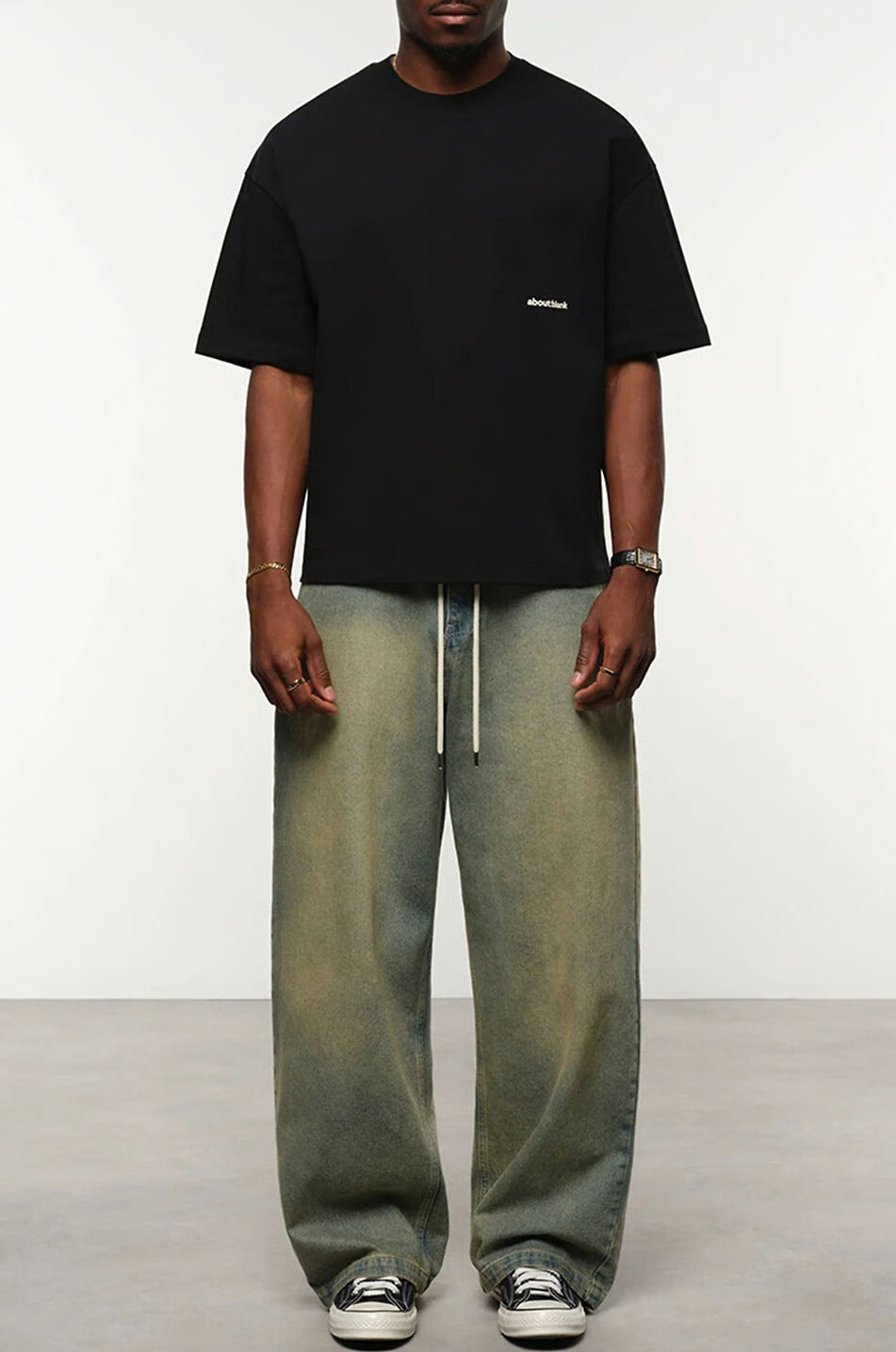 About:Blank Box Jersey T-shirt - "Black/White"