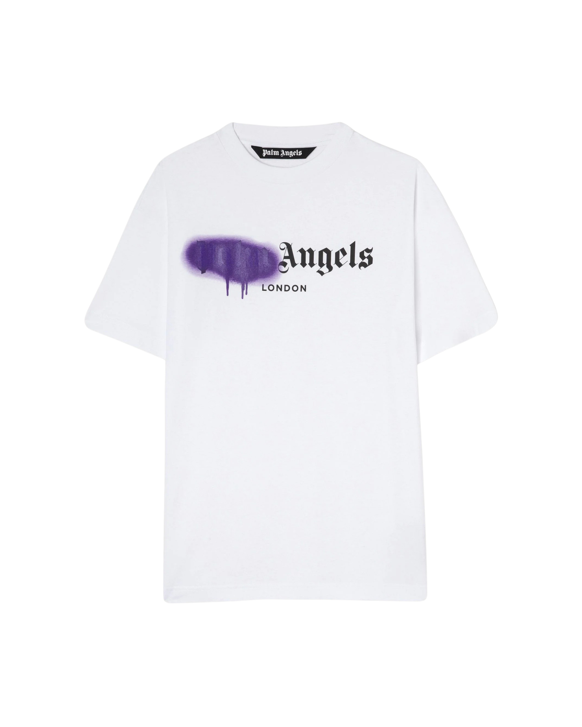 Palm Angels London Sprayed Logo Tee - "White/Purple"