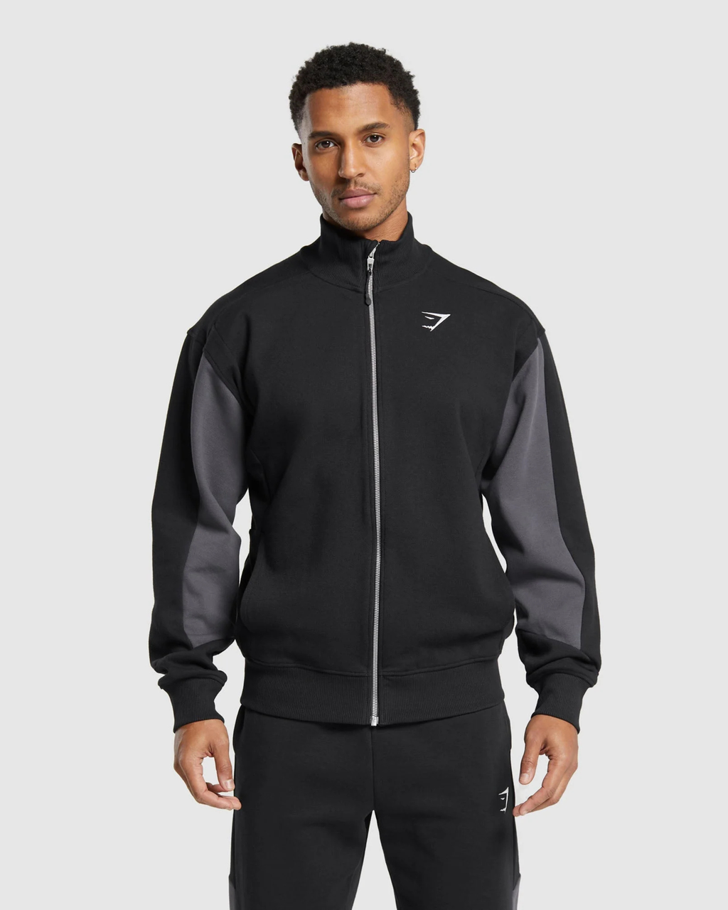 Gymshark Pique Track Jacket - "Black/Onyx Grey"