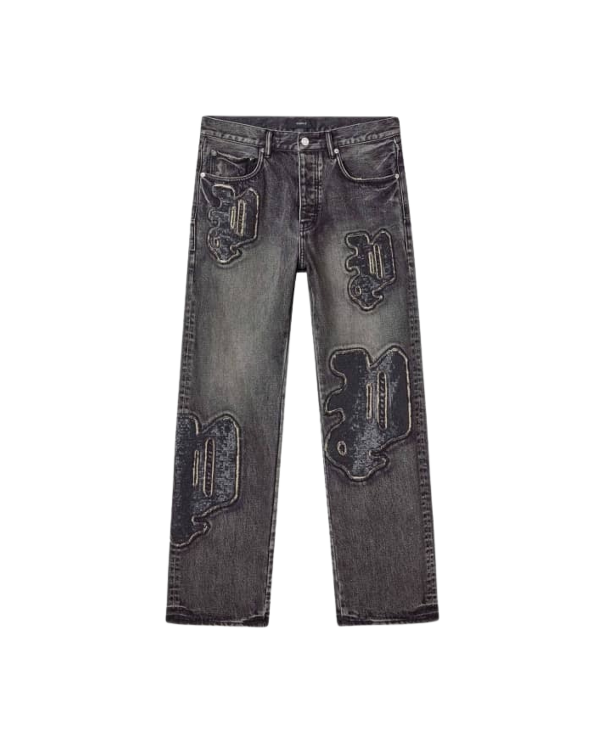 Purple Monceau Sequined Logo Jeans - "Black"