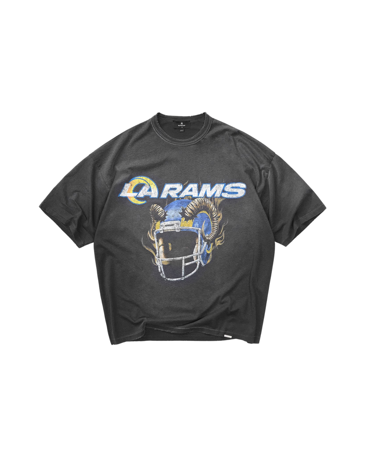 Represent x Los Angeles Rams T-Shirt - "Stained Black"
